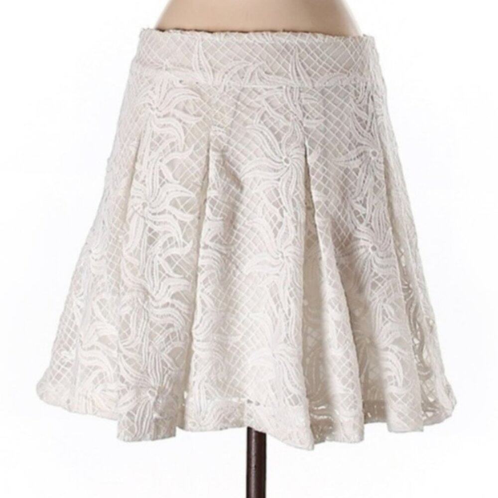 Tea n Cup Womens Floral Lace A-line Pleated Boho Fairy Skirt Size Medium